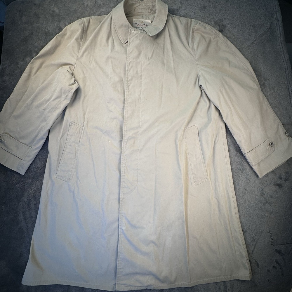 Vintage Rainfair Rain Overcoat Tan 40 In WHW Monogram